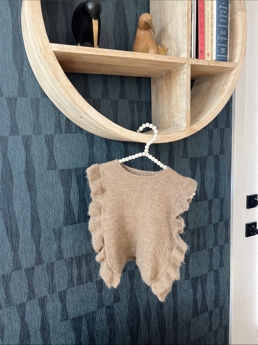 Zara Light Brown Knit Vest with Ruffles